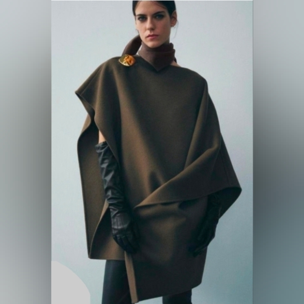 Zara Brown Cape Jacket